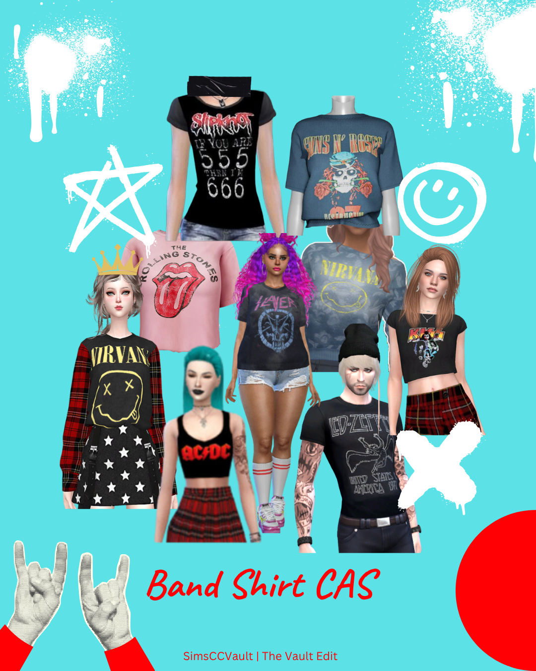 Sims 4 CC Band Shirt CAS